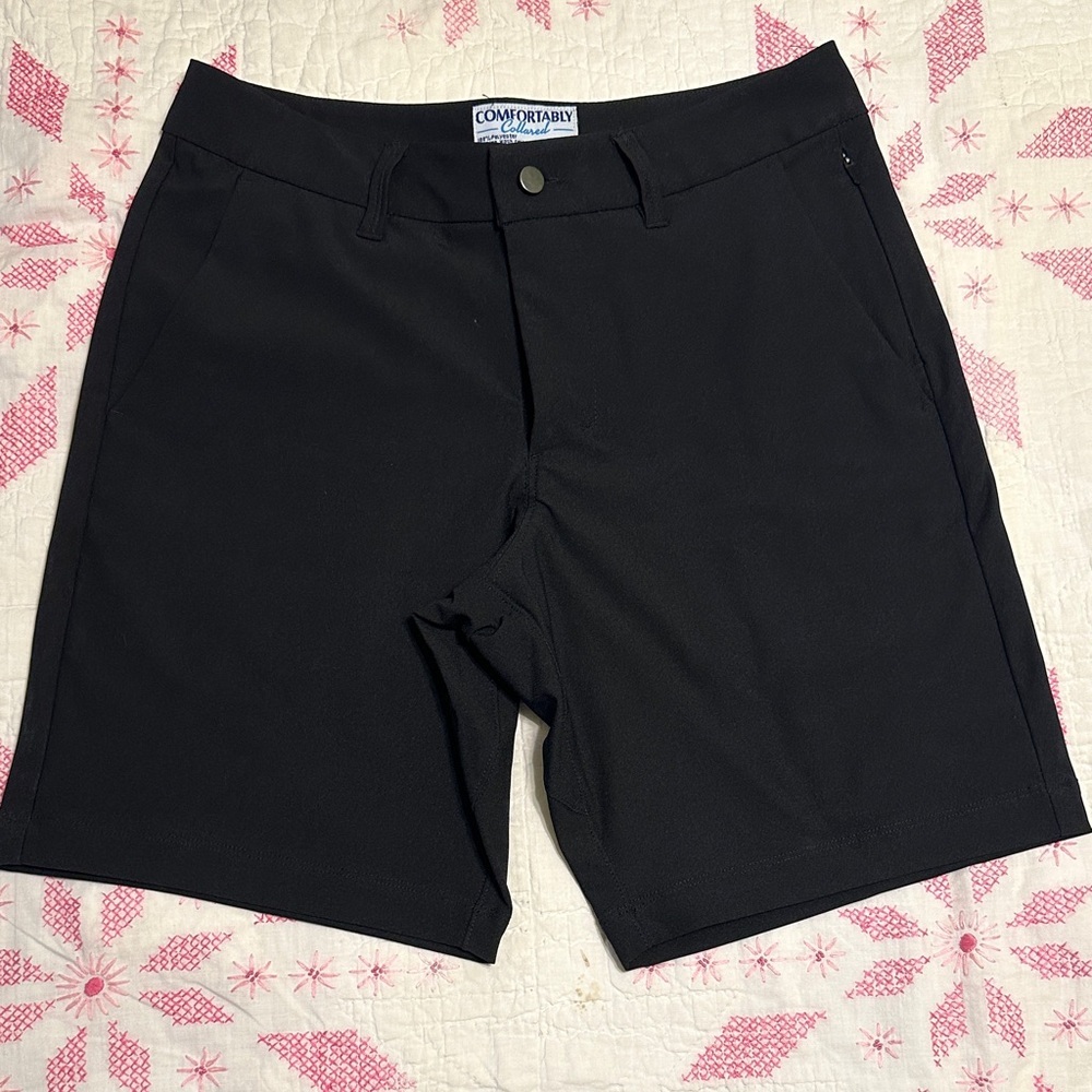Black Men's Flat Front Shorts